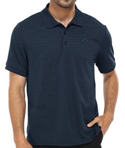MoFiz Herren Poloshirt Kurzarm Polohemd Sport Sommershirts Outdoor Schnelltrocknend Golf T-Shirts Knopfleiste Leicht Polo Marineblau XXL von MoFiz