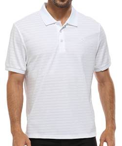MoFiz Herren Poloshirt Kurzarm Polohemd Sport Sommershirts Outdoor Schnelltrocknend Golf T-Shirts Knopfleiste Leicht Polo Weiß L von MoFiz