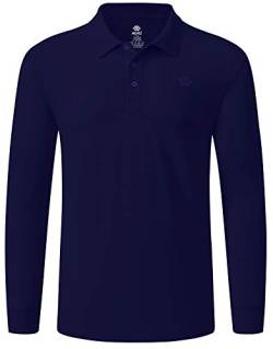 MoFiz Herren Poloshirt Langarm Baumwolle Polohemd Freizeit Polo Golf Wintershirts mit Kragen Marineblau L von MoFiz