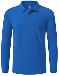 MoFiz Herren Poloshirt Langarm Baumwolle Polohemd Freizeit Polo Golf Wintershirts mit Kragen Meeresblau M von MoFiz