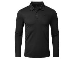MoFiz Herren Poloshirt Langarm Golf Poloshirt Classic Polohemd mit Brillenhalter Knopfleiste Casual Sport Tennis T-Shirt Schwarz XL von MoFiz