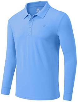 MoFiz Herren Poloshirts Langarm Golf Shirts Herren Sport Polo Shirts Fit Bequeme Klassische Jersey Shirts - Blau - XX-Large von MoFiz