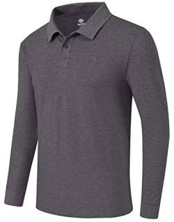 MoFiz Herren Poloshirts Langarm Golf Shirts Herren Sport Polo Shirts Fit Bequeme Klassische Jersey Shirts - Grau - X-Groß von MoFiz