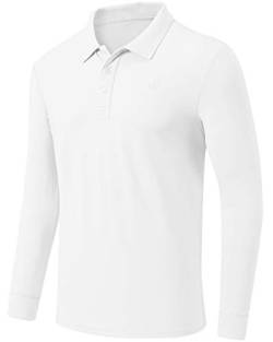 MoFiz Herren Poloshirts Langarm Golf Shirts Herren Sport Polo Shirts Fit Bequeme Klassische Jersey Shirts - Wei� - Klein von MoFiz