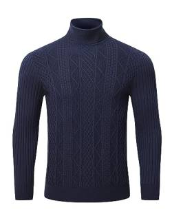 MoFiz Herren Pullover Rollkragen Turtleneck Strickpullover Stretch Sweater Warme Weich Basic Feinstrick Rollkragenpullover Marineblau XXL von MoFiz