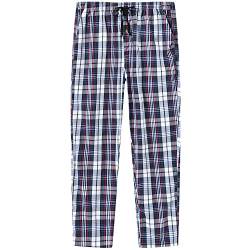 MoFiz Herren Pyjamahose Baumwolle Lange Schlafanzughosen Freizeithose Kariert Loungewear Nachtwäsche mit Seitentaschen 2651L XL von MoFiz