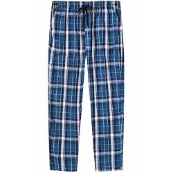 MoFiz Herren Pyjamahose Baumwolle Lange Schlafanzughosen Freizeithose Kariert Loungewear Nachtwäsche mit Seitentaschen 2652L XXL von MoFiz