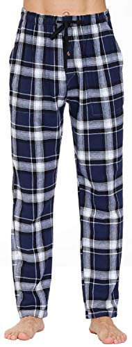 MoFiz Herren Pyjamahose Warm Lang Baumwolle Weich Schlafanzughose Kariert Winter Nachtwäsche Freizeithose No.2759 S von MoFiz