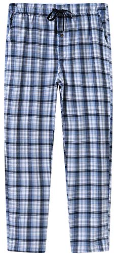 MoFiz Herren Pyjamahose Warm Lang Baumwolle Weich Schlafanzughose Kariert Winter Nachtwäsche Freizeithose No.2760 M von MoFiz