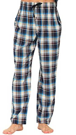 MoFiz Herren Pyjamahose Warm Lang Baumwolle Weich Schlafanzughose Kariert Winter Nachtwäsche Freizeithose No.6221 S von MoFiz