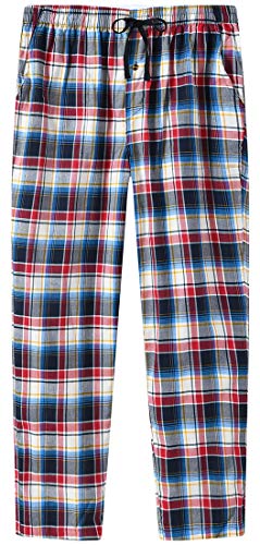MoFiz Herren Pyjamahose Warm Lang Baumwolle Weich Schlafanzughose Kariert Winter Nachtwäsche Freizeithose No.6222 M von MoFiz