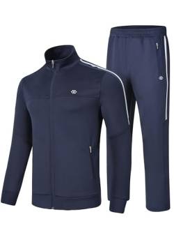 MoFiz Herren Trainingsanzüge Set Full Zip Running Sweatsuit Für Männer Langarm Causal 2 Stück Outfits Jogging Anzüge, Marineblau, X-Large von MoFiz