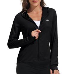 MoFiz Laufjacke Damen Laufshirt Langarm Sportshirt Sweatjacke mit Reißverschluss Schwarz M von MoFiz