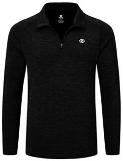 MoFiz Laufshirt Herren Langarmshirts Pullover Outdoor Trainings Sportshirt Golf Sweatshirts mit Reißverschluss Stehkragen Schwarz XL von MoFiz