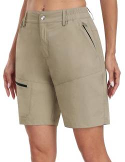 MoFiz Outdoor Shorts für Damen Stretch Bermuda Cargo Shorts Wanderhose atmungsaktiv Shorts Khaki-B 3XL von MoFiz