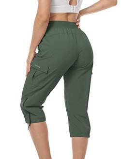 MoFiz Outdoorhose Damen Leichte Cargohose Jogginghose Atmungsaktiv Hiking Pants mit Kordelzug Armeegrün XS von MoFiz