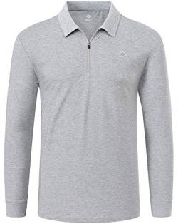 MoFiz Polo Shirt Herren Polohemd Langarm Baumwolle Shirt mit Reißverschluss Polo Arbeitsshirt GrauFleckig S von MoFiz