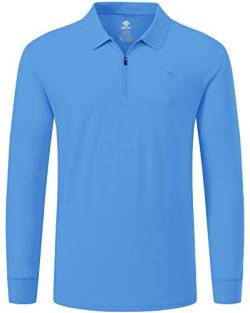 MoFiz Polo Shirt Herren Polohemd Langarm Baumwolle Shirt mit Reißverschluss Polo Arbeitsshirt Himmelblau L von MoFiz