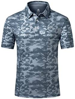 MoFiz Polo Shirt Männer Kurzarm Camouflage Sport Active Sommer Sonnenschutz Funktion Jersey Atmungsaktiv Wandern Golf T-Shirt Camo Grau M von MoFiz