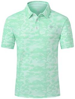 MoFiz Polo Shirt Männer Kurzarm Camouflage Sport Active Sommer Sonnenschutz Funktion Jersey Atmungsaktiv Wandern Golf T-Shirt Camo Hellgrün L von MoFiz