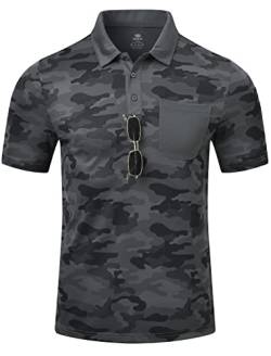 MoFiz Polo Shirts Herren Kurzarm Polohemd Atmungsaktiv Arbeit Outdoorshirts Golf T-Shirts Camo-Grau L von MoFiz