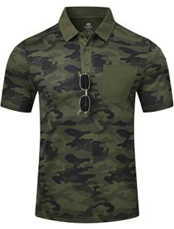 MoFiz Polo Shirts Herren Kurzarm Polohemd Atmungsaktiv Arbeit Outdoorshirts Golf T-Shirts Camo-Grün L von MoFiz