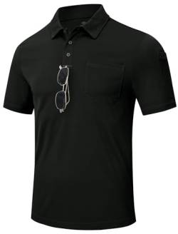 MoFiz Polo Shirts Herren Kurzarm Polohemd Atmungsaktiv Arbeit Outdoorshirts Golf T-Shirts Schwarz XXL von MoFiz