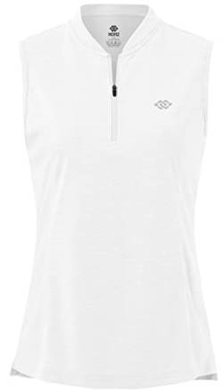 MoFiz Polo ärmelloses Shirt Damen Sporttop Leichte Atmungsaktive Sommershirts Weiß L von MoFiz