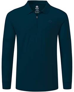 MoFiz Polohemd Herren Langarm Polo Shirt Baumwolle Golf Poloshirt mit Reißverschluss Dunkelgrün M von MoFiz