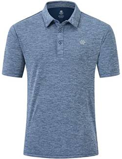MoFiz Polohemd Kurzarm Herren Polo Arbeitsshirt Einfarbig Sommer Sonnenschutz Atmungsaktiv Sport Active Golf T-Shirt Blau M von MoFiz