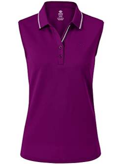 MoFiz Poloshirt Ärmellos Damen Golf Polo Sommershirts Atmungsaktiv Sport Top mit Kragen Dunkelviolett L von MoFiz