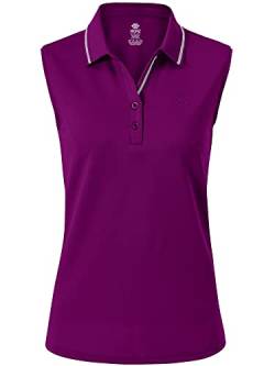 MoFiz Poloshirt Ärmellos Damen Golf Polo Sommershirts Atmungsaktiv Sport Top mit Kragen Dunkelviolett XL von MoFiz