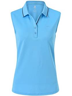 MoFiz Poloshirt Ärmellos Damen Golf Polo Sommershirts Atmungsaktiv Sport Top mit Kragen Himmelblau L von MoFiz