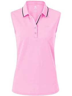 MoFiz Poloshirt Ärmellos Damen Golf Polo Sommershirts Atmungsaktiv Sport Top mit Kragen Rosa S von MoFiz