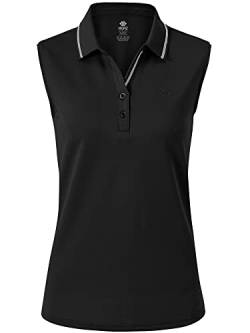 MoFiz Poloshirt Ärmellos Damen Golf Polo Sommershirts Atmungsaktiv Sport Top mit Kragen Schwarz M von MoFiz