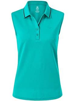 MoFiz Poloshirt Ärmellos Damen Golf Polo Sommershirts Atmungsaktiv Sport Top mit Kragen Seegrün S von MoFiz
