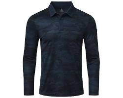 MoFiz Poloshirt Herren Langarm Polohemd Atmungsaktiv Arbeitsshirt Tactical Polo Shirt Golf Top mit Brillenhalter Regular Fit Tarnfarbe Blau L von MoFiz