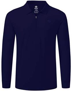 MoFiz Poloshirt Herren Langarm Polohemd Baumwolle Shirt Einfarbig Polo Golf Wintershirts mit Reißverschluss Königsblau L von MoFiz