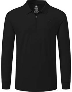 MoFiz Poloshirt Herren Langarm Polohemd Baumwolle Shirt Einfarbig Polo Golf Wintershirts mit Reißverschluss Schwarz L von MoFiz