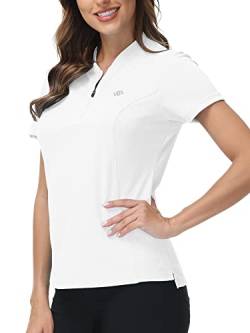 MoFiz Poloshirts Damen Kurzarm Polohemden Atmungsaktive Polo T Shirts Top Weiß XL von MoFiz