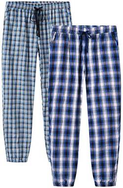 MoFiz Schlafanzughose Damen Lang Karierte Pyjamahose Baumwolle Nachtwäsche Sommer Freizeithose 2 Pack-02 L von MoFiz