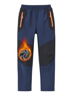 MoFiz Skihose Jungen Warm Thermohose Winter Arbeitshose Kinder Wasserdicht Schneehose Wanderhose Marineblau M von MoFiz