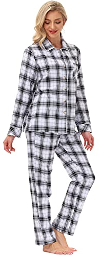 MoFiz Sleepwear Pyjama Set Langarm Baumwole Schlafanzug Damen Nachtwäsche mit Bündchen Pyjamahose Herbst und Winter 2XL von MoFiz