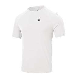MoFiz Sport T-Shirts Herren Laufshirt Kurzarm Schnelltrocknend Fitnessshirt Atmungsaktiv Trainingsshirt Männer T-Shirts mit Rundhalsausschnitt Weiß 2XL von MoFiz