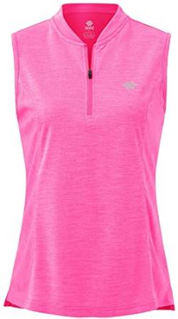 MoFiz Sport Top Damen Fitness Poloshirt ärmelloses Shirt mit Reißverschluss Rosa L von MoFiz