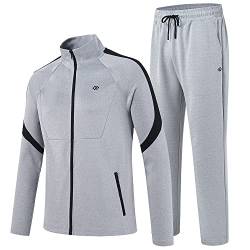 MoFiz Sportbekleidung für Herren Jogginganzug Trainingsanzug Freizeitanzug Tracksuit Outdoor-Aktivitäten Grau L von MoFiz