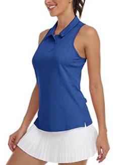 MoFiz Sporttop Damen ärmellos Baumwolle Atmungsaktiv Polokragen Golf Tennis Tops HimmelBlau L von MoFiz