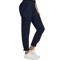 MoFiz Wanderhose Damen Leichte Cargohose Atmungsaktiv Trekkinghose Workout Wasserdicht Winddicht Casual Outdoorhose Blau XL von MoFiz