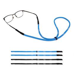 MoKo Einstellbare Brillenhalter, [4 Pack] Universal Fit Seil Sport Sonnenbrillen Retainer, Unisex Sonnenbrille Bügelbrille Halter für Männer, Frauen - Schwarz & Blau von MoKo