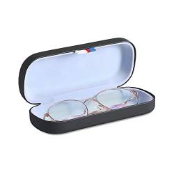 MoKo Hardcase Brillenetui, PU Leder Brillenetui Kratzfeste Tragbare Brillenbox mit Reinigungstuch Hartschalen Etui Brillenorganizer Brillenaufbewahrung für Sonnenbrille Lesebrille - Schwarz von MoKo